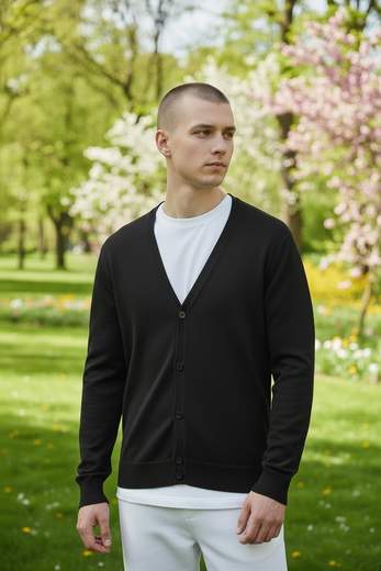 STILL Cardigan Uomo Scollo V con Bottoni - Leggera Elegante Casual