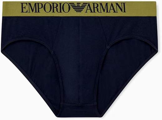Emporio Armani Slip Uomo Bi-Pack da 2 in Cotone Elasticizzato con Logo