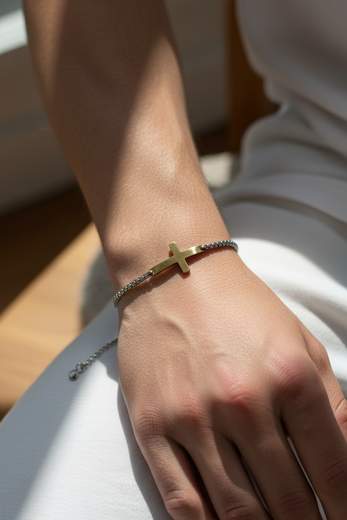 STILL Bracciale Croce Minimal Uomo Donna Acciaio