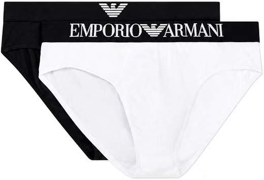 EMPORIO ARMANI Slip Uomo Bi-Pack in Cotone Elasticizzato