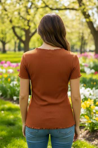 Maglia Donna a Costine Manica Corta