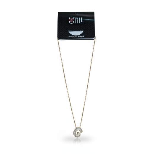 STILL Collana Donna con Ciondolo a Lettera e Strass – Oro e Argento