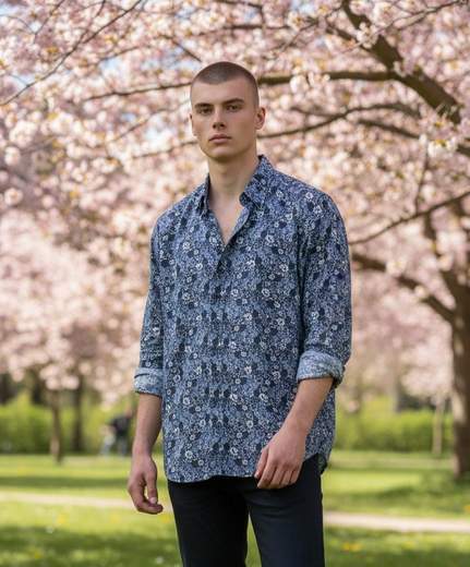 STILL Camicia Uomo Fantasia Floreale – Camicia Slim Fit Manica Lunga Casual Elegante