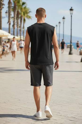 STILL Canotta Uomo Nera con Strass | Tank Top Streetwear Estiva