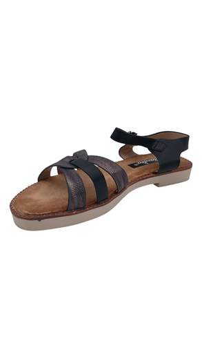 STILL Sandali Donna Flat Multilistino con Cinturino alla Caviglia