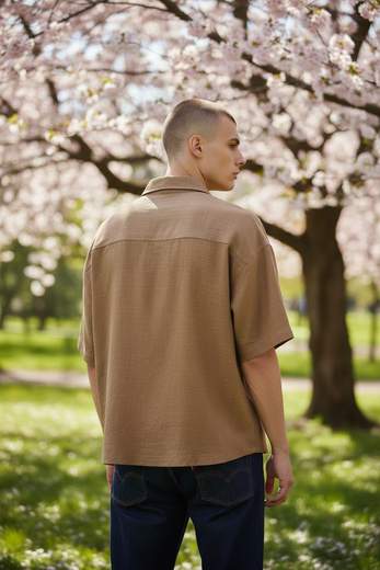 STILL Camicia Uomo Oversize Casual Effetto Lino