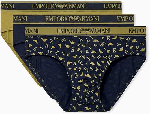 EMPORIO ARMANI Slip Uomo 3 Pezzi in Cotone con Logo