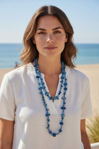 STILL Collana Donna Lunga Multistrato con Perline Colorate