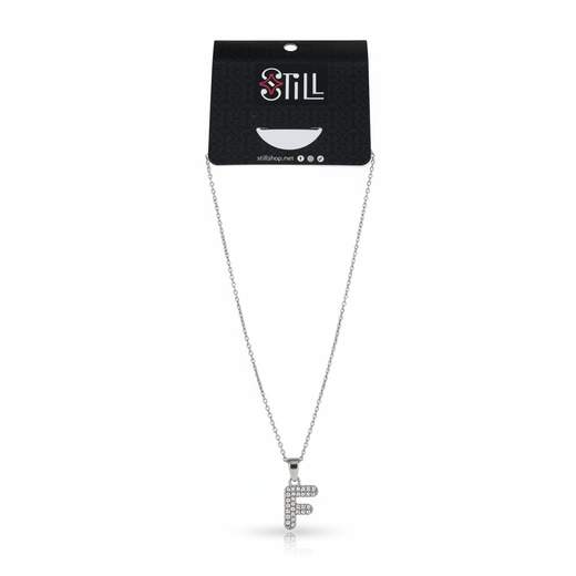 Collana Donna con Ciondolo a Lettera e Strass – Oro e Argento