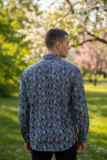 STILL Camicia Uomo Fantasia Floreale – Camicia Slim Fit Manica Lunga Casual Elegante