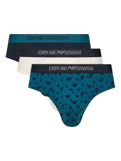 EMPORIO ARMANI Slip Uomo 3 Pezzi con Logo e Fascia Elasticizzata