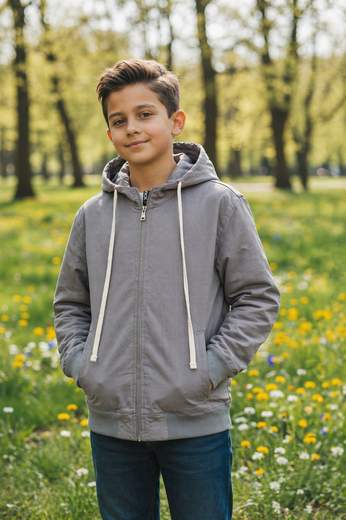 STILL Giubbino Bambino Marble Grey con Cappuccio - Giacca Junior Zip