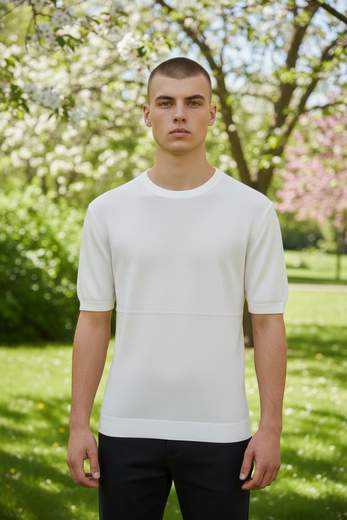T-shirt Uomo Girocollo in Maglia Lavorata