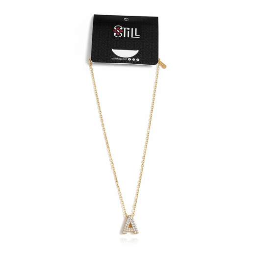 STILL Collana Donna con Ciondolo a Lettera e Strass – Oro e Argento