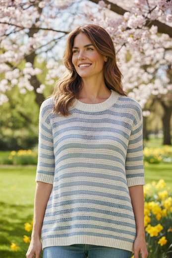 STILL Maglia Estiva Donna a Righe in Cotone