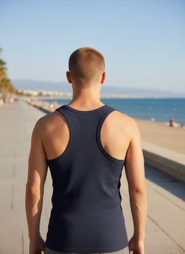 Canotta Uomo Basic a Costine con Spalla Larga