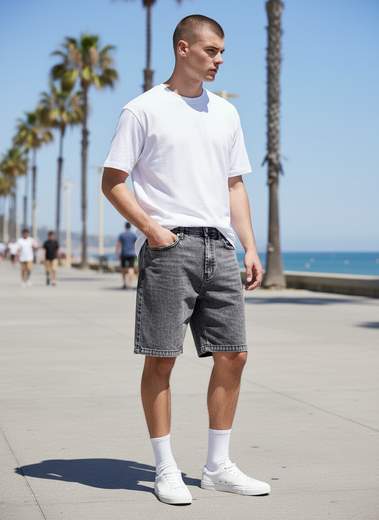 STILL Bermuda Uomo Denim Scuro Lavaggio Vintage – Shorts Jeans Casual Estivi