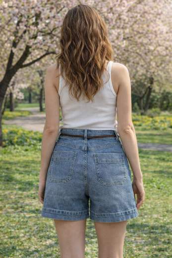 STILL Shorts Denim Donna Baggy con Cintura – Bermuda Casual Vita Alta