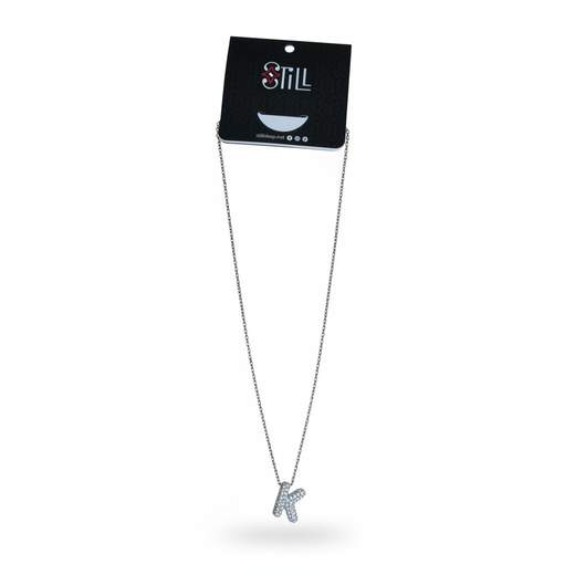 Collana Donna con Ciondolo a Lettera e Strass – Oro e Argento