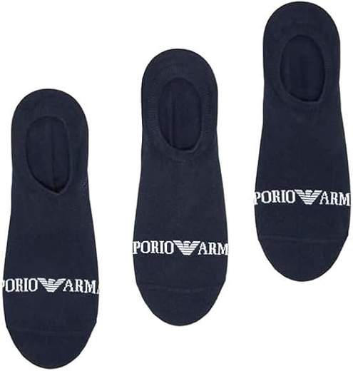 EMPORIO ARMANI Calzini Invisibili Emporio Armani Uomo 3-Pack Cotone Stretch – Fantasmini Antiscivolo