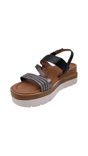 STILL Sandali Donna Platform con Fascia Strass e Cinturino alla Caviglia