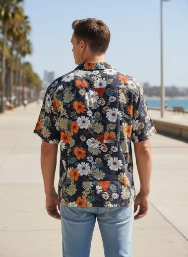 STILL Camicia Uomo Fantasia Floreale a Maniche Corte – Stile Casual Estivo