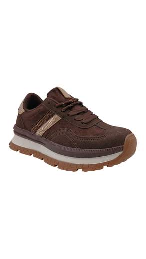 STILL Sneakers Donna Marroni con Dettagli Beige e Suola Rialzata