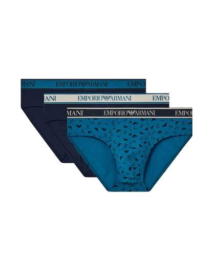 EMPORIO ARMANI Slip Uomo 3 Pezzi in Cotone con Logo