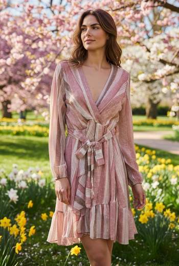 STILL Abito Fantasia Elegante e Leggero con Cintura