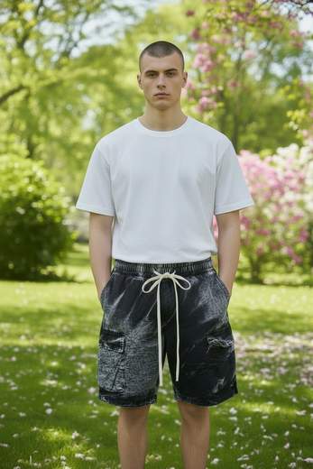 STILL Bermuda Uomo Acid Wash Cargo – Shorts Oversize Stile Urban Streetwear