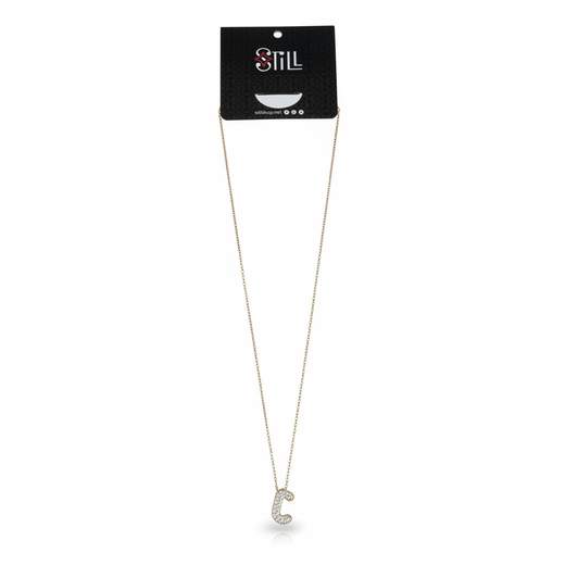 Collana Donna con Ciondolo a Lettera e Strass – Oro e Argento