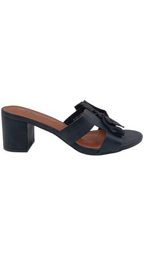 Sandali Donna con Fiocco Nero e Tacco Comodo