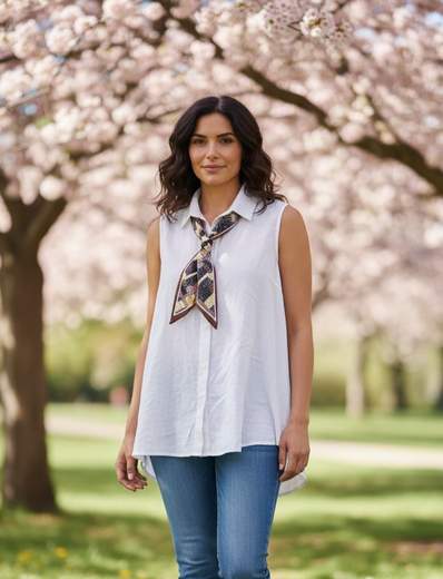 Camicia Donna Smanicata con Foulard