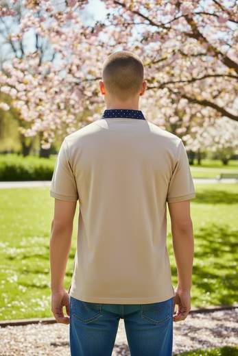 STILL Polo Uomo Manica Corta con Colletto a Contrasto - Elegante Casual