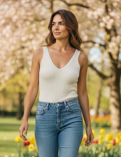 STILL Body Estivo Smanicato Scollo Profondo Aderente Elasticizzato