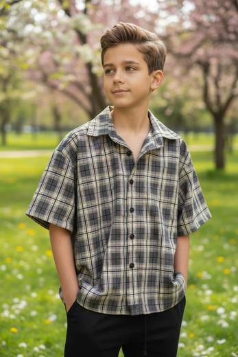 STILL Camicia Junior Quadri Rosa – Estiva Manica Corta