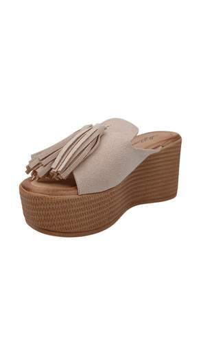 STILL Sabot Scamosciata Donna con Zeppa e Nappine Decorative