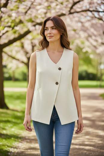 STILL Gilet Donna Elegante Smanicato con Bottoni