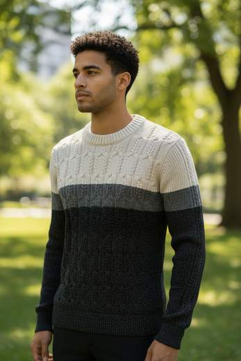 Il design girocollo e le linee essenziali rendono questo maglione ideale per outfit casual moderni e facilmente abbinabili.