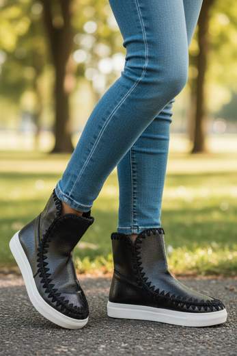 STILL Stivaletti Donna Slip-On con Cuciture Intrecciate - Casual Urban Style