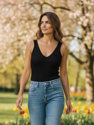 STILL Body Estivo Smanicato Scollo Profondo Aderente Elasticizzato