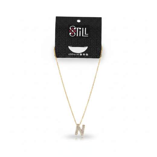 Collana Donna con Ciondolo a Lettera e Strass – Oro e Argento