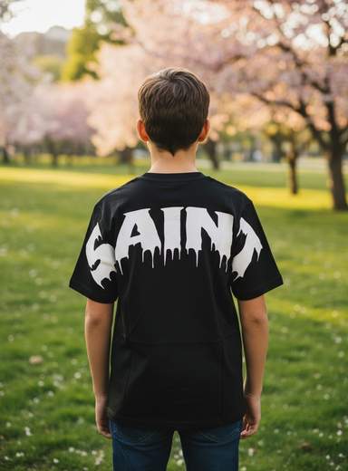 STILL T-shirt Bambino Nera con Stampa SAINT - Casual Kids