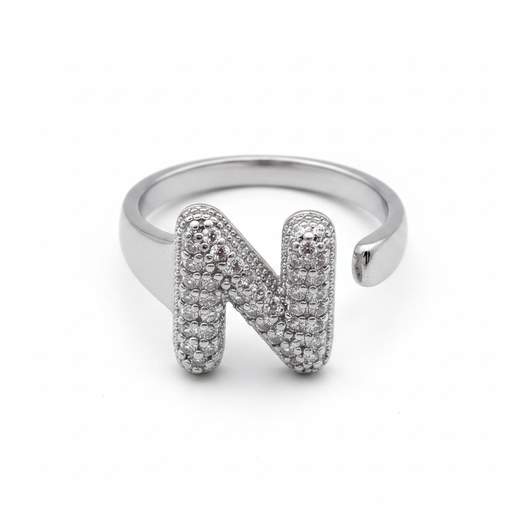 STILL Anello Donna Regolabile con Iniziale e Strass
