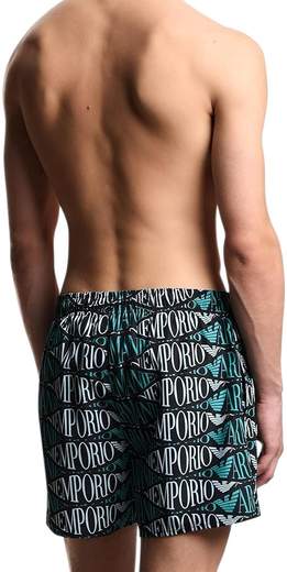 Costume Boxer Mare Uomo Emporio Armani con Logo All Over