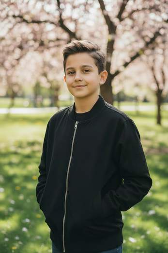 STILL Giubbino Bomber Junior Nero con Zip | Giacca Junior Casual