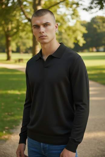 STILL Polo Uomo a Maniche Lunghe con Colletto Classico