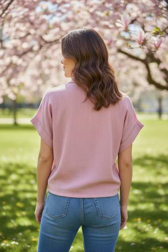 STILL Camicia Donna Rosa con Nodo – Blusa Leggera Casual Chic Primavera Estate