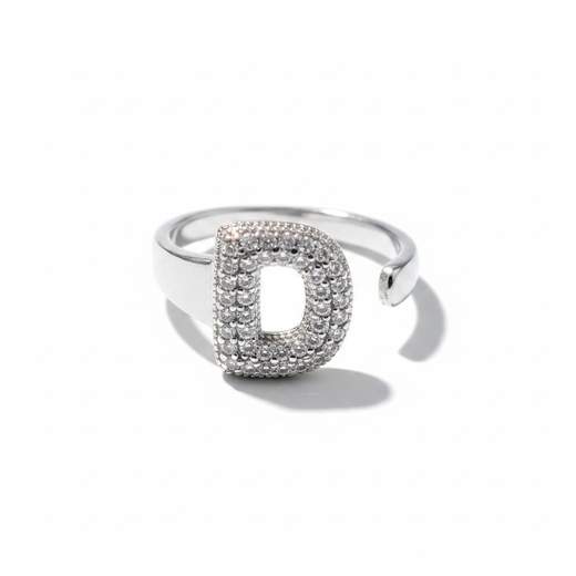 Anello Regolabile con Iniziale e Strass