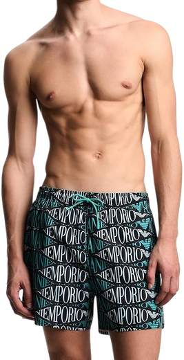 Costume Boxer Mare Uomo Emporio Armani con Logo All Over